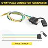 Oyviny 5 Way Flat Trailer Wiring Harness Plug 22 Inch Wire Lead Trailer End Durable 5 Pin Male Connector Trailer Light Wiring Harness Extension