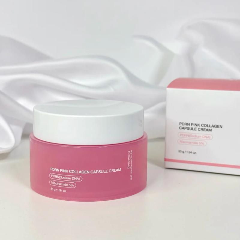 Korean PDRN Pink Capsule Cream with Niacinamide Cream for Uneven Skin Tone Lightweight Face Moisturizer Non Greasy Care