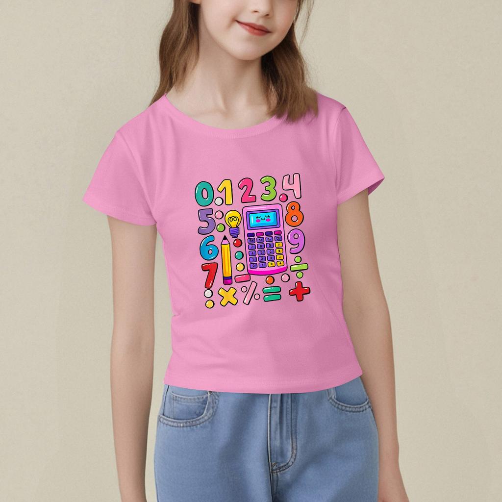 Dziecięca Koszulka z Nadrukiem z Krótkim Rękawem z Okrągłym Dekoltem Casualowa Wygodna Luźna Lekka