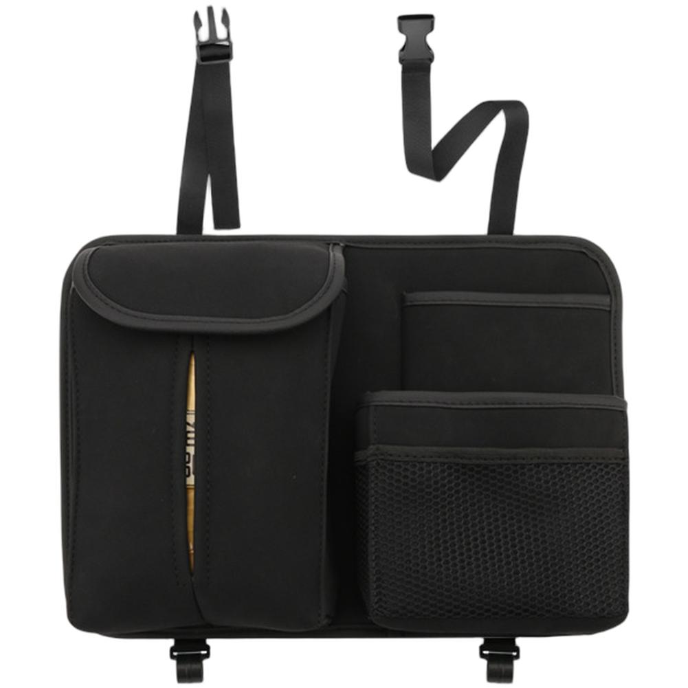 Car Seat Back Organizer Storage Bag with Suede Leather Tissue Holder Hanging Mesh for Car Interior Storage 345x245x58mm