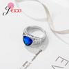 Party Jewelry Delicate 925 Sterling Silver Ring Lovely Triangle Shape Blue Crystal Inlaid Women Girl Engagement Jewelry
