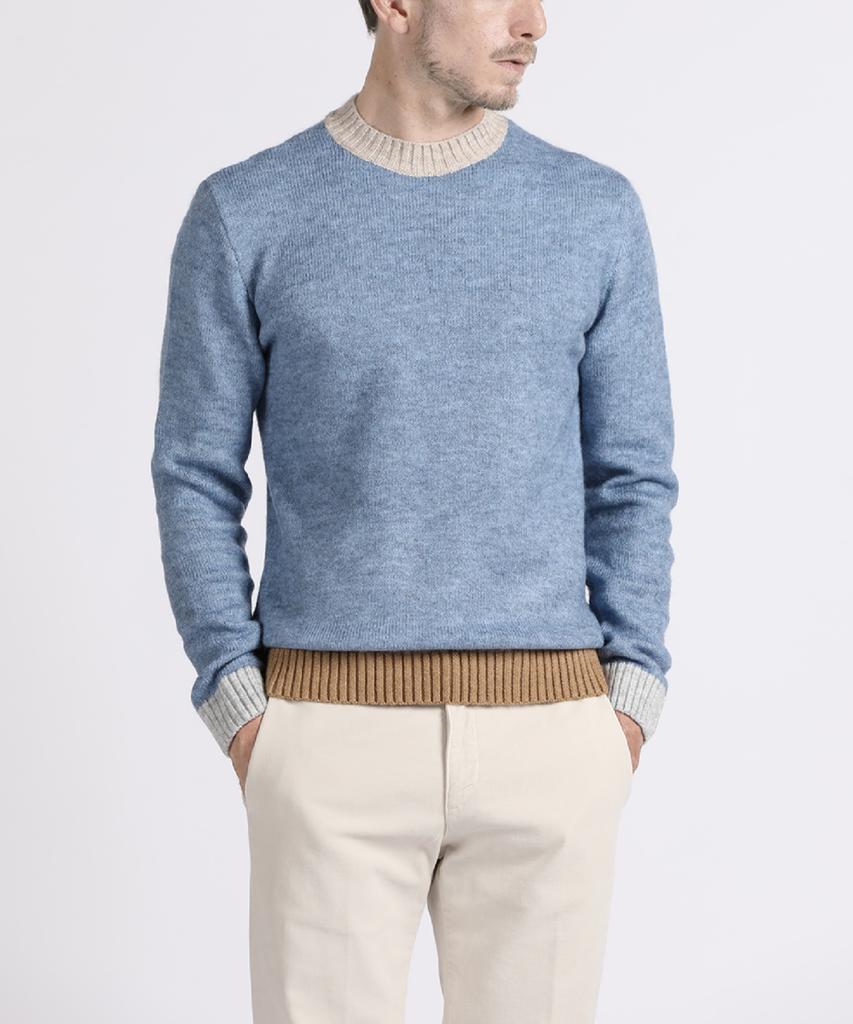 PANICALE Blue Color-Block Crewneck Knit