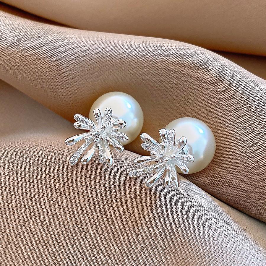Cold wind super flash zircon snowflake fireworks stud earrings temperament versatile earrings earrings