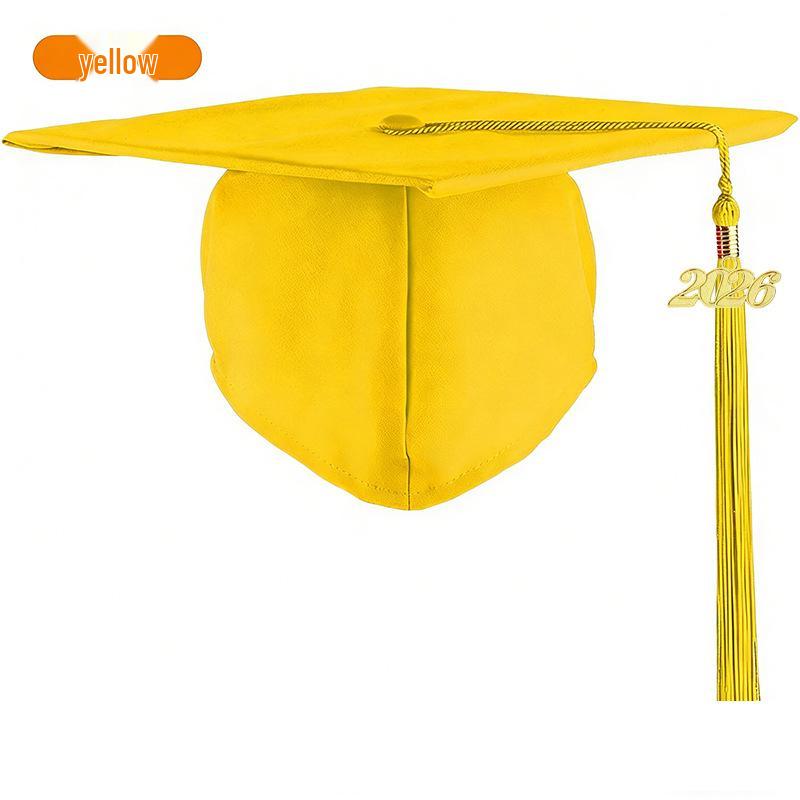 Matte Black Graduation Cap with 2026 Tassel for High School and University Bachelor Degrees