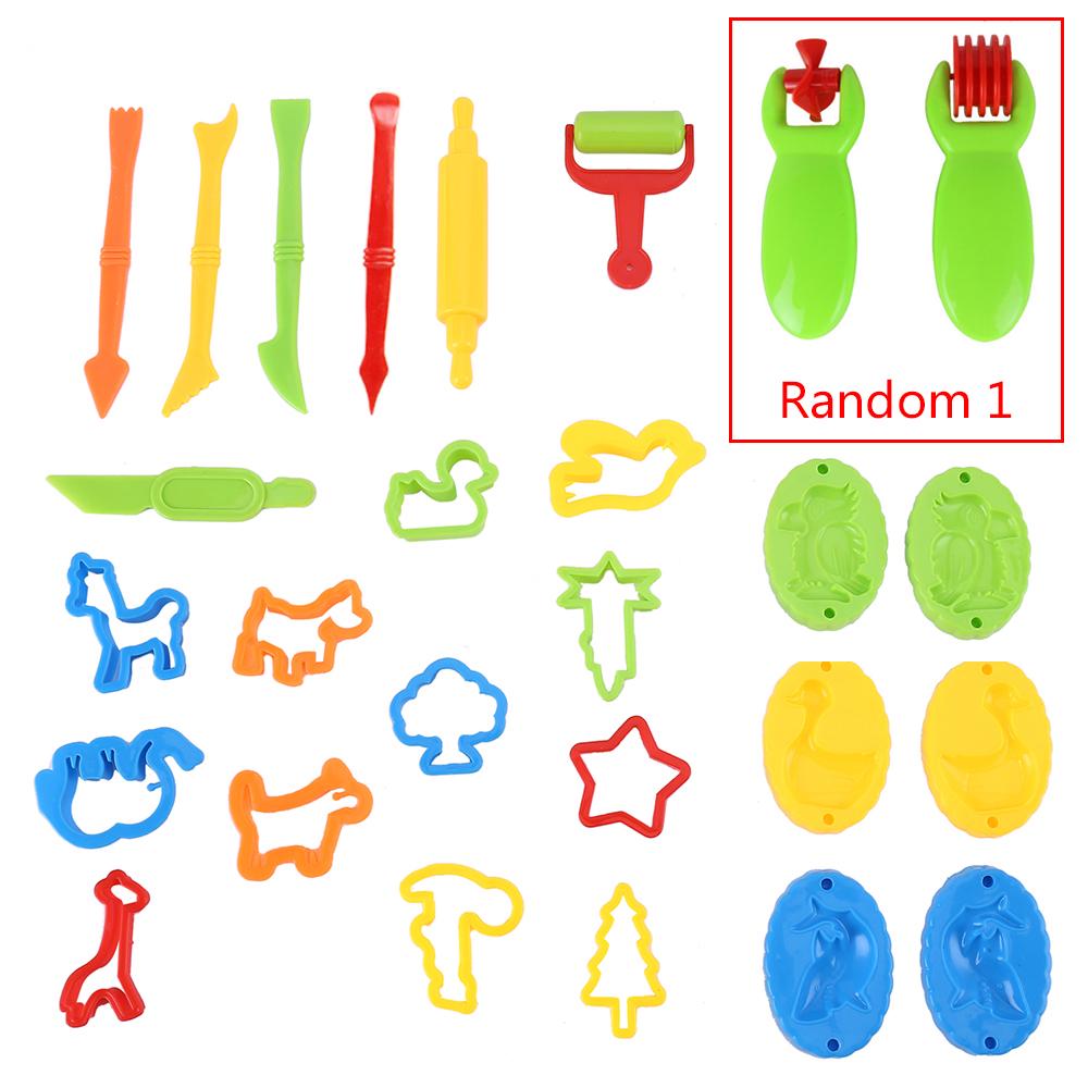 Kids Play Dough Tool Kit Color Clay Dough Animal Molds Mini Clay Tools Cutters Rolling Pins Plasticine Molds Clay Accessories