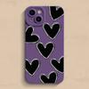 Luxury Black Love Heart Soft Silicone Phone Case For iPhone 15 14 13 12 11 Pro Max Mini XR X XS Max 7 8 Plus Shockproof Cover