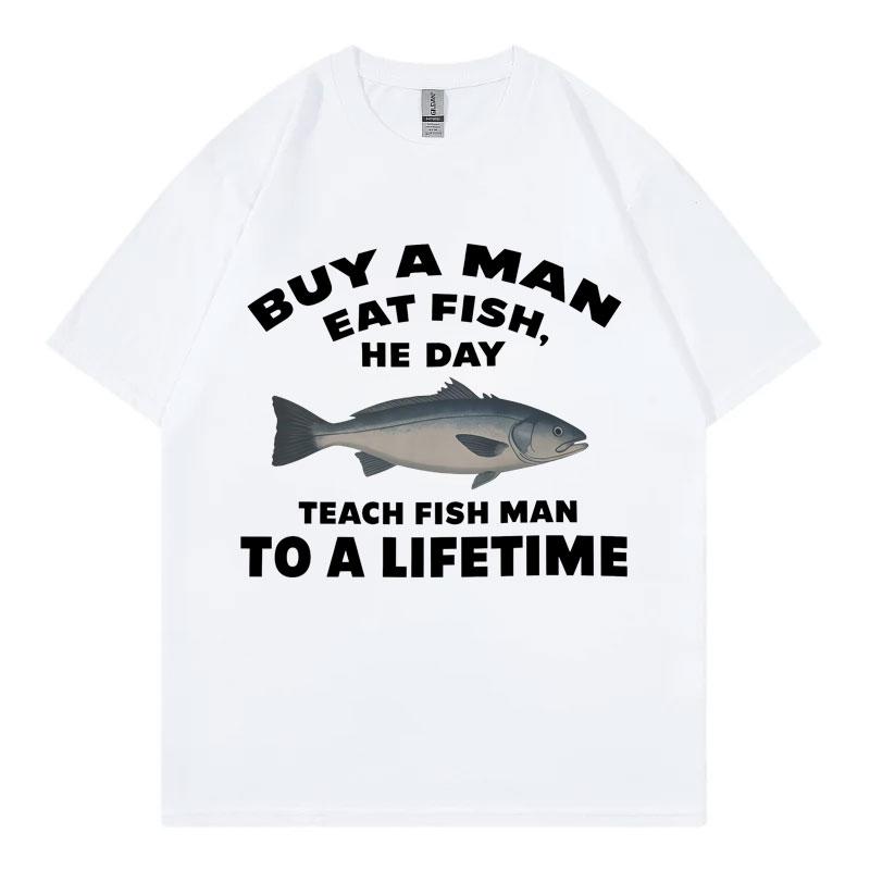 Buy A Unisex Eat Fish Funny Meme T Shirt High Street Fashion Trend Short Sleeve Tshirts Unisex Unisex Casual 100cotton Summer Tshirt
