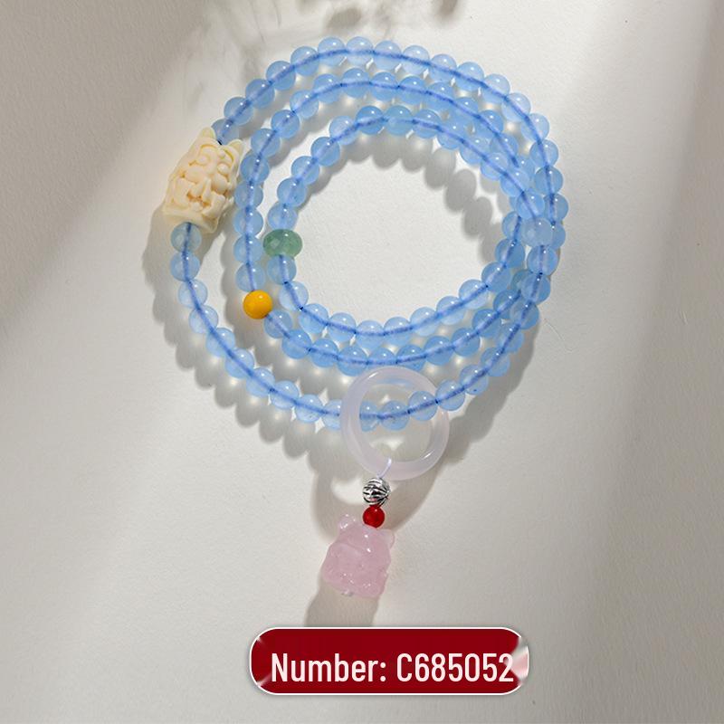 

Натуральный аквамарин розовый кварц браслет лиса с девятью хвостами - Новая китайская мода женские бусины