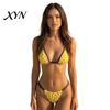 High Cut Bikini 2Pcs/Set Women Set, Halter Adjustable Straps Bra, Low Waist Summer Beachwear Briefs, Dot Print Bathing Suit for Beach Vacation