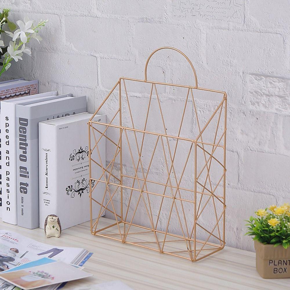 Heavy Duty Iron for Office Home Bookshelf File Holder Newspaper Holder Desktop Organizer Rack
