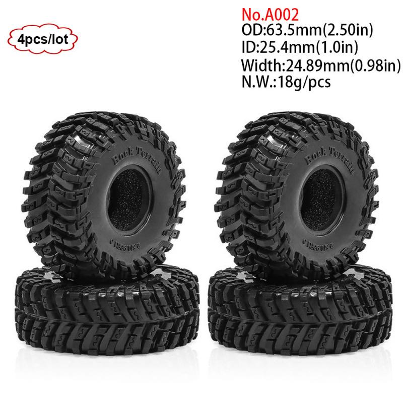 4PCS 1.0inch 57-67mm RC Crawler Tires Wheel Rim for 1/18 RC Rock Crawler Axial SCX24 Bronco AX24 TRX4M Defender FMS FCX18 FCX24