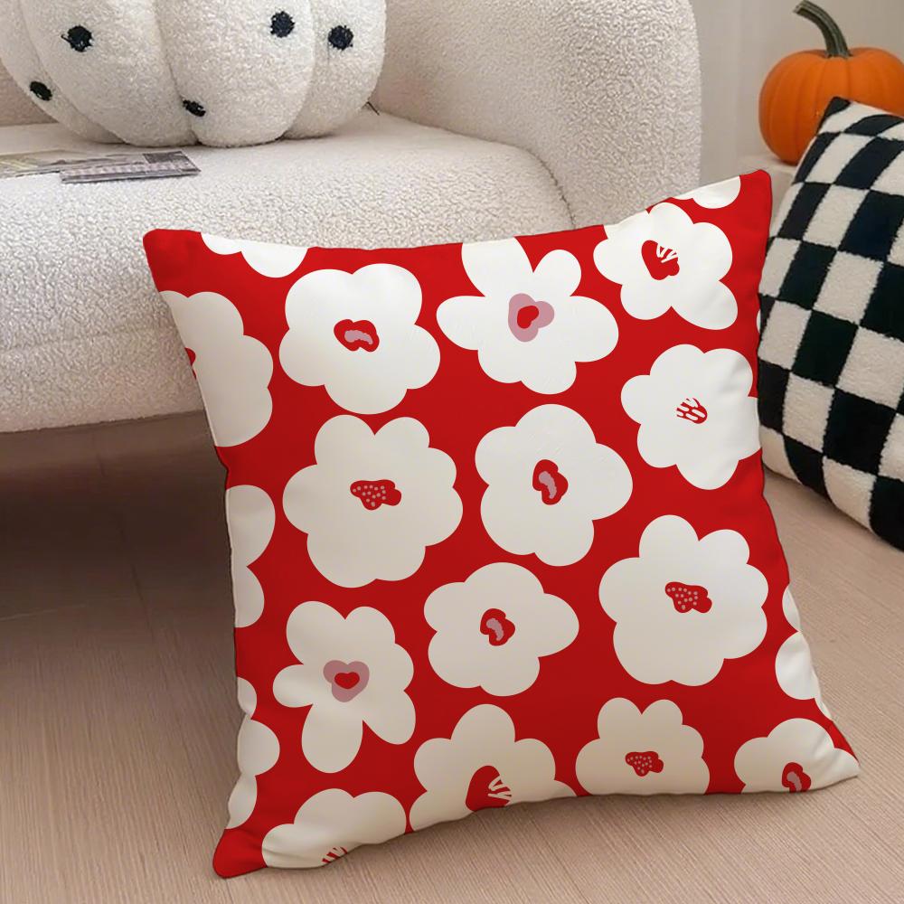 Spring and Summer Floral Cushion Cover Throw Pillow Cover Hidden Button Durable Polyester Chair Cushion