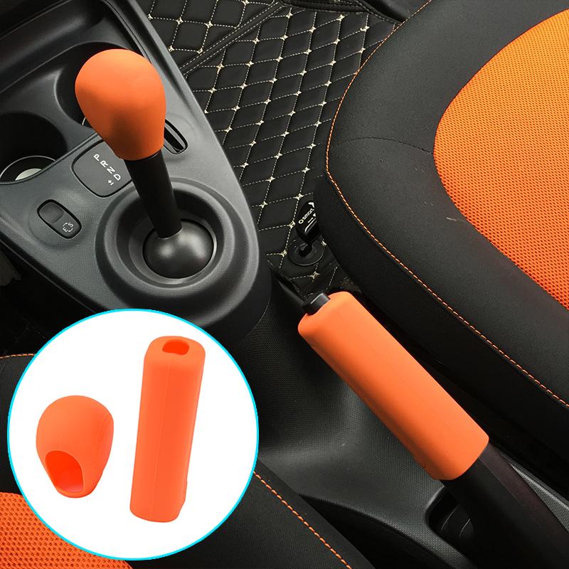

Для Benz Smart Fortwo Forfour 2015-2017 силиконовая ручка переключения передач, чехол для ручного тормоза, перчатка для переключения передач, кожаная головка, чехол с рукавом для автомобиля оранжевый