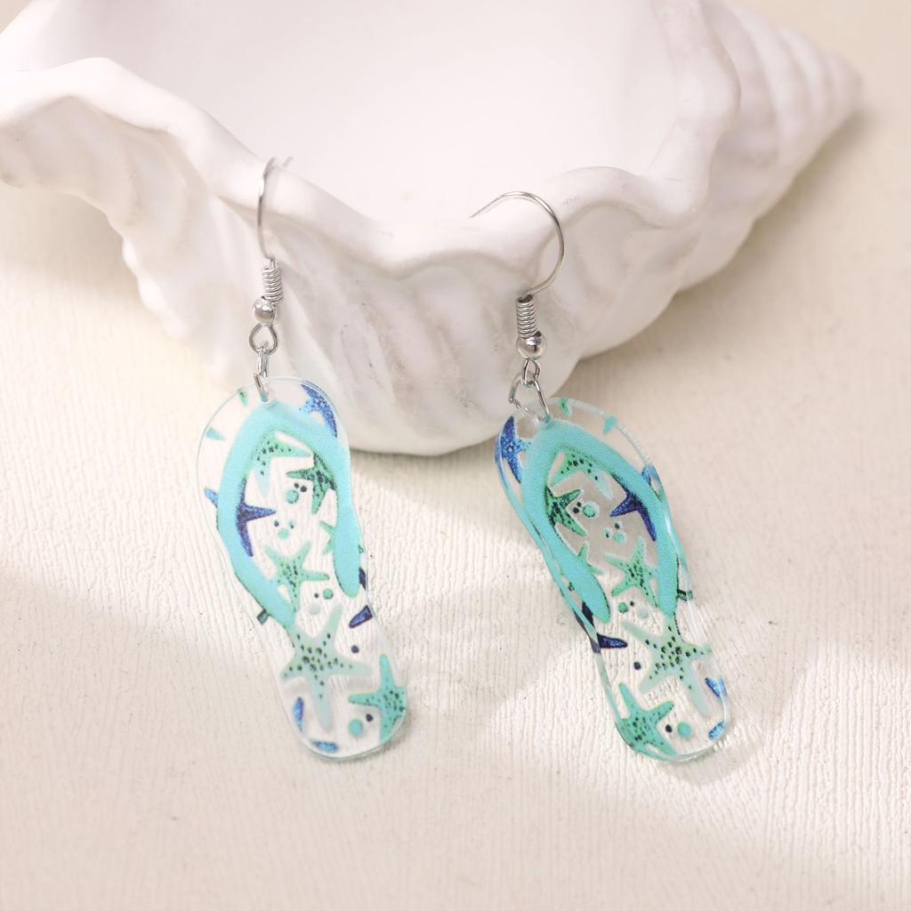 Environmentally Friendly Acrylic Earrings, Fashionable Personalized Cartoon Starfish Slippers Styling Earrings