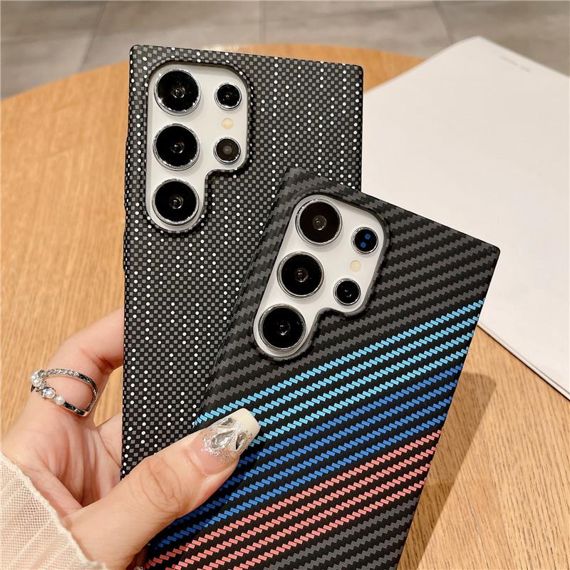 Ultradünne Kohlefasertextur für Magsafe Wireless Charge Case für Samsung S25 S24 S23 S22 Note 20 Ultra 10 Plus Hart-PC-Abdeckung