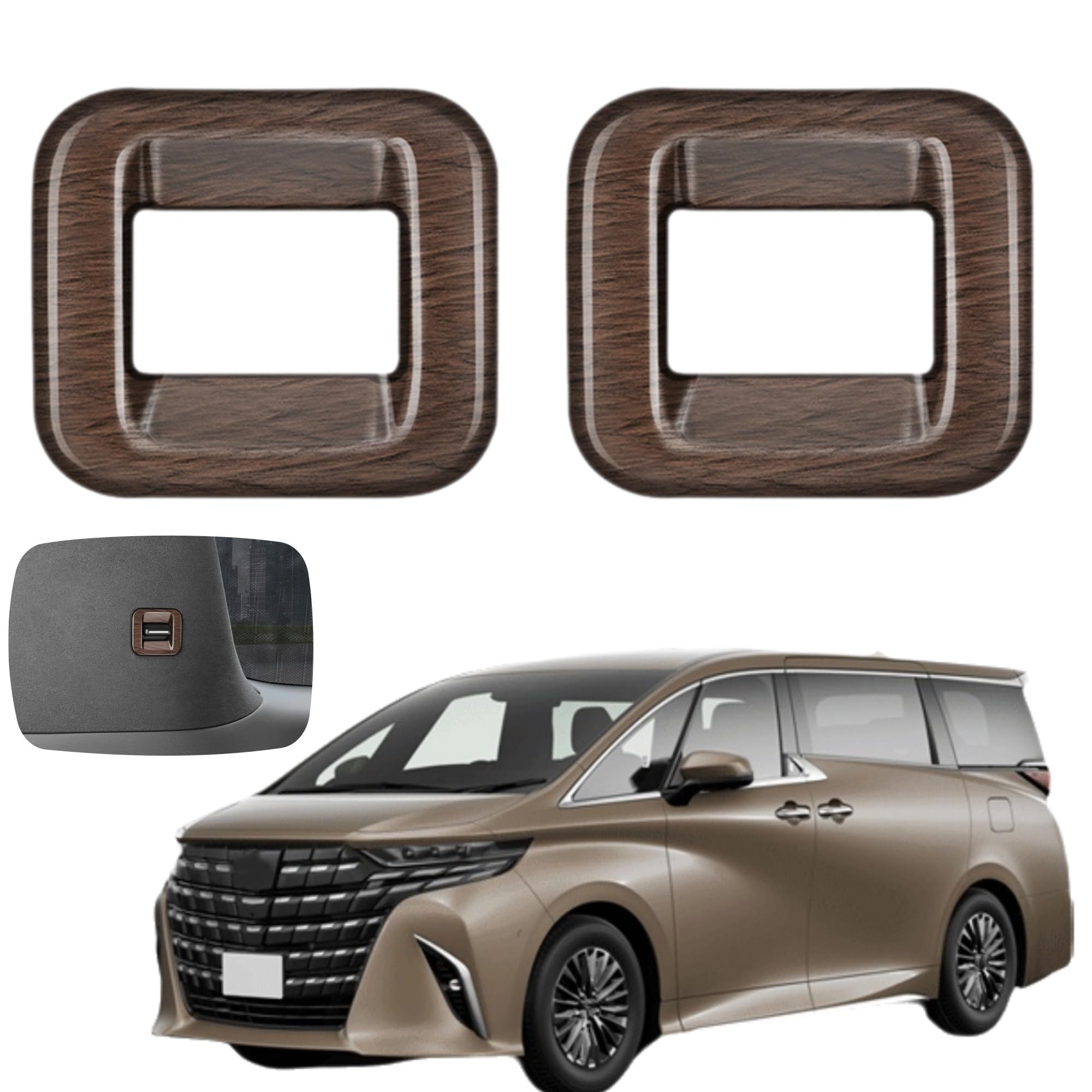 

Glealcco Аксессуары для New Alphard/Vellfire 40-й серии Панель переключателя штор 3-го ряда Солнцезащитная шторка для третьего ряда сидений Interior panel коричневый