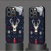 Custodia per Telefono in Vetro con Testa di Cervo e Fiocco di Neve Natalizio per iPhone 17 16 15 14 Pro Max 13 12 11 16E 17Air 7 8 Plus XR XS X Cover