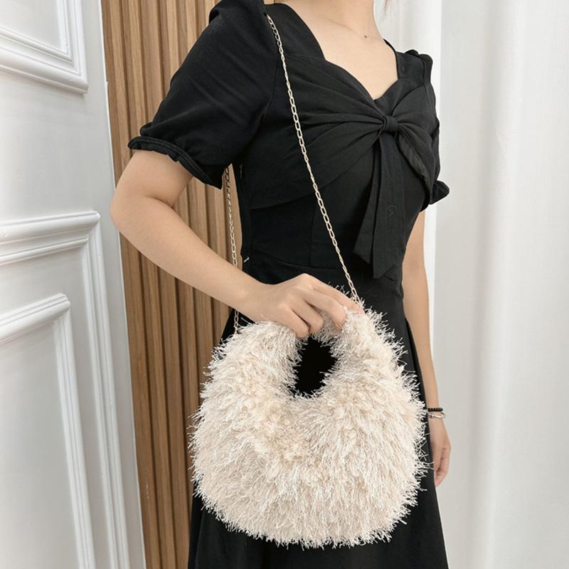 

1 шт., пушистая сумка на плечо, мягкий кошелек из искусственного меха, большая плюшевая сумка, зимняя сумка для подмышек большой вместительности