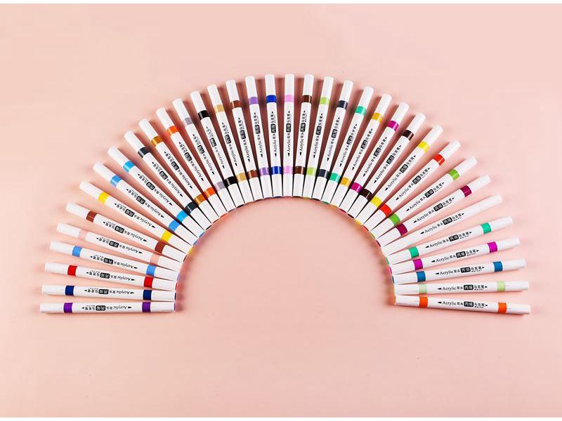 Double-Ended Acrylic Markers: 12, 18, 24, 36, 48 Colors for Painting, Art, Hand-Painting