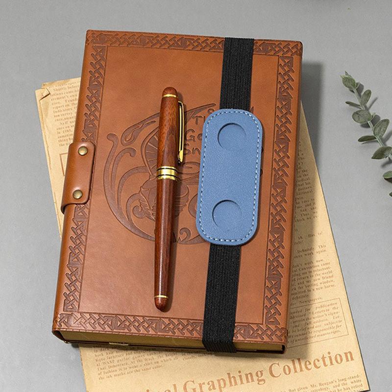 Creative PU Leather Pen Clip Holder Elastic Band Design Portable Pen Organizer for Notebook Diary Work Travel Use