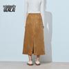 Benlai Women's Retro Washed Corduroy Maxi Skirt