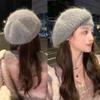 Keep Warm Women Knitted Beret Plush Painter Artist Hats Vintage Warm Knit Cap  Creative Gift
