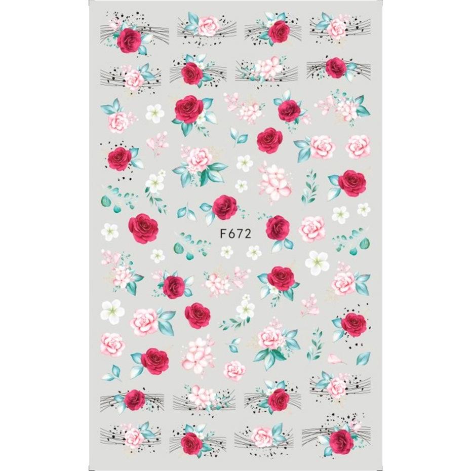 Retro Schmetterlings- und Blumen-Nagelsticker - F-Serie