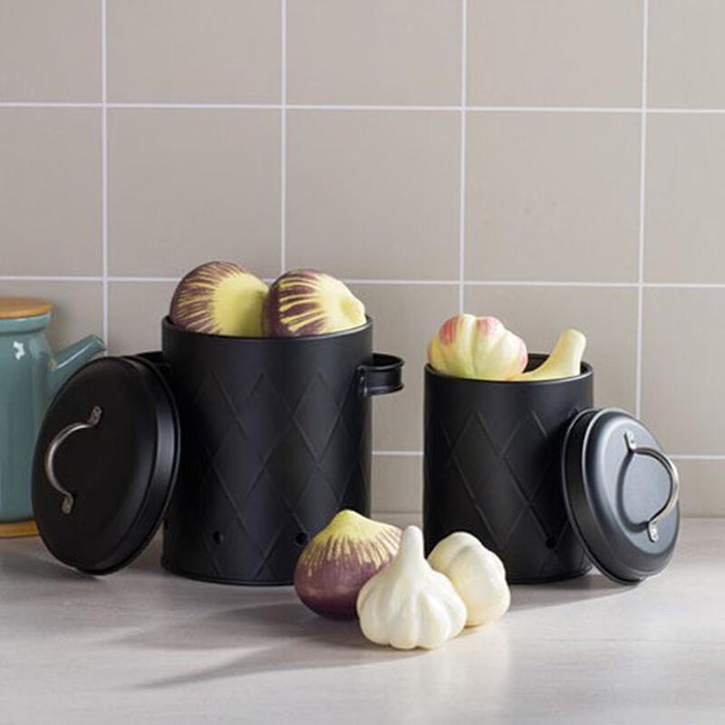 Black Mesh Carbon Steel Kitchen Storage Canister Set