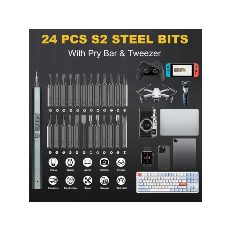 Mini Electric Screwdriver 30 In 1 Small Electric Screwdriver Kit with LED Lights Precision Cordless Repair Tool for Phone Camera