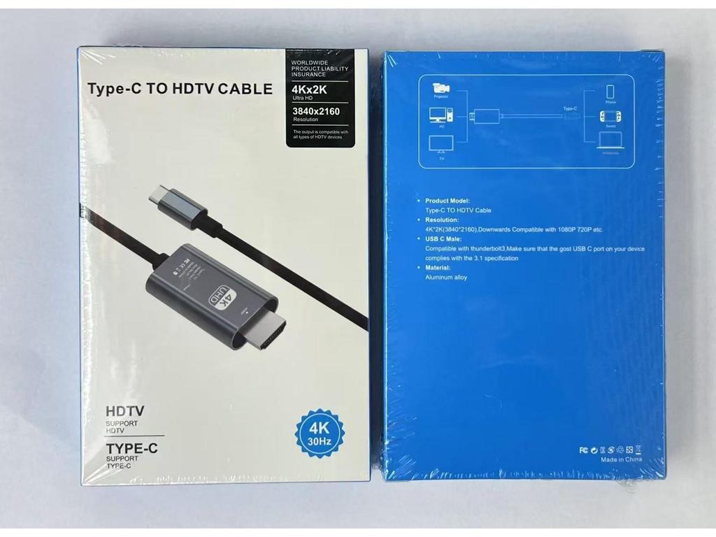 Type-C to HDTV 4K High Definition Adapter Cable for Laptop, Mobile Phone, Tablet, Projector Screen Casting