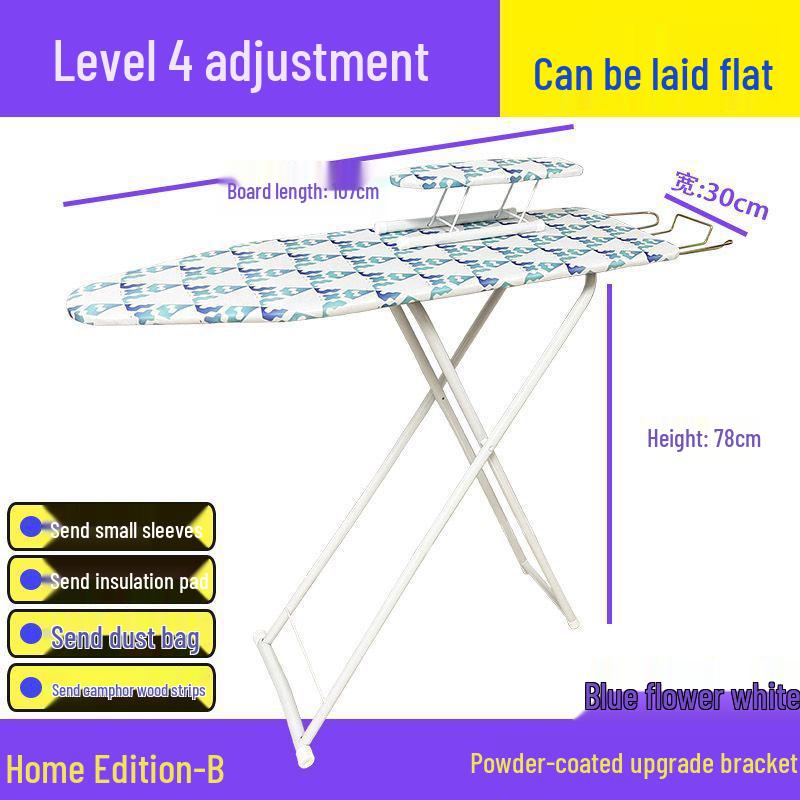 Reinforced Foldable Ironing Board with Handheld Rack - High-Grade Household Accessory