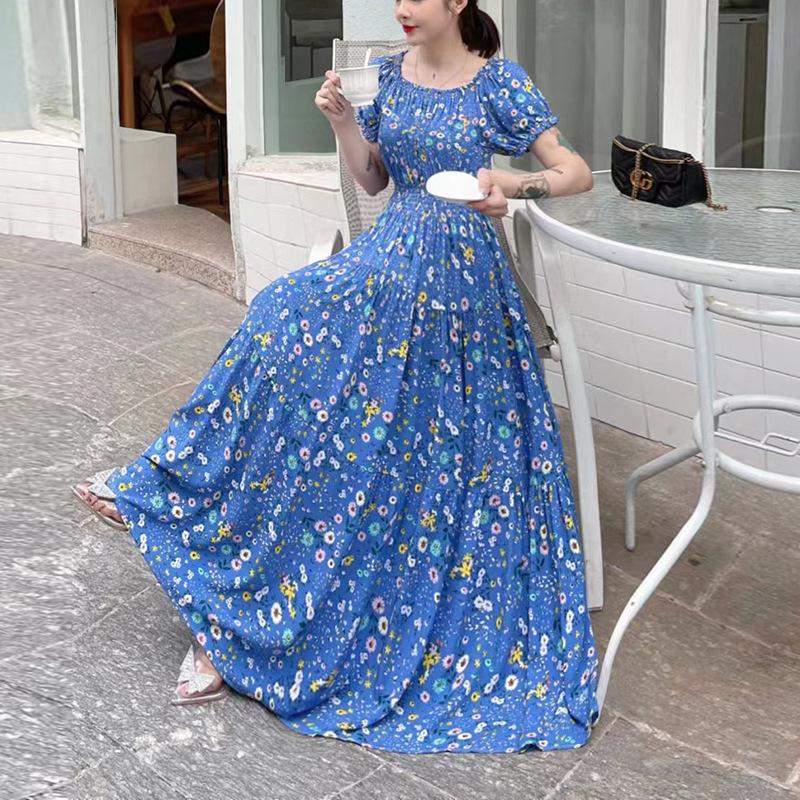 Seaside vacation beach dress cotton floral dress female shabahemi muslim