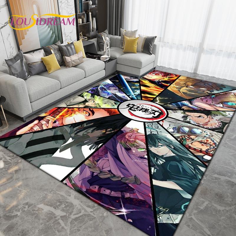 Cartoon Demon Slayer Area Rug Large,Carpet Rug for Living Room Children's Room Decoration,Kids Play Crawl Non-Slip Floor Mat