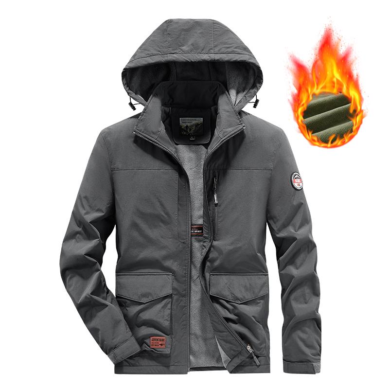 Veste courte chaude à capuche pour homme hiver zippée à poches vêtements de travail de sport et de loisirs en plein air veste en coton coupe-vent