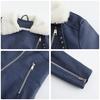 Women Fashion Slim Fit Pu Leather Jacket Long Sleeve Lapel Collar Zipper Fall Winter Coat