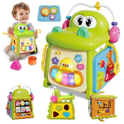 Qizebaby Lustiges Lernspielzeug für Babys Montessori Lernspielzeug 1 Jahr alt Multifunktionale Lernbox Lichter Frühe Entwicklung Fingerspitzen-Training
