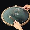 Meinl Sonic Energy Collection Octave Steel Tongue Drum OSTD4DGE F# Minor 16-inch Dark Green Engraved Floral Design