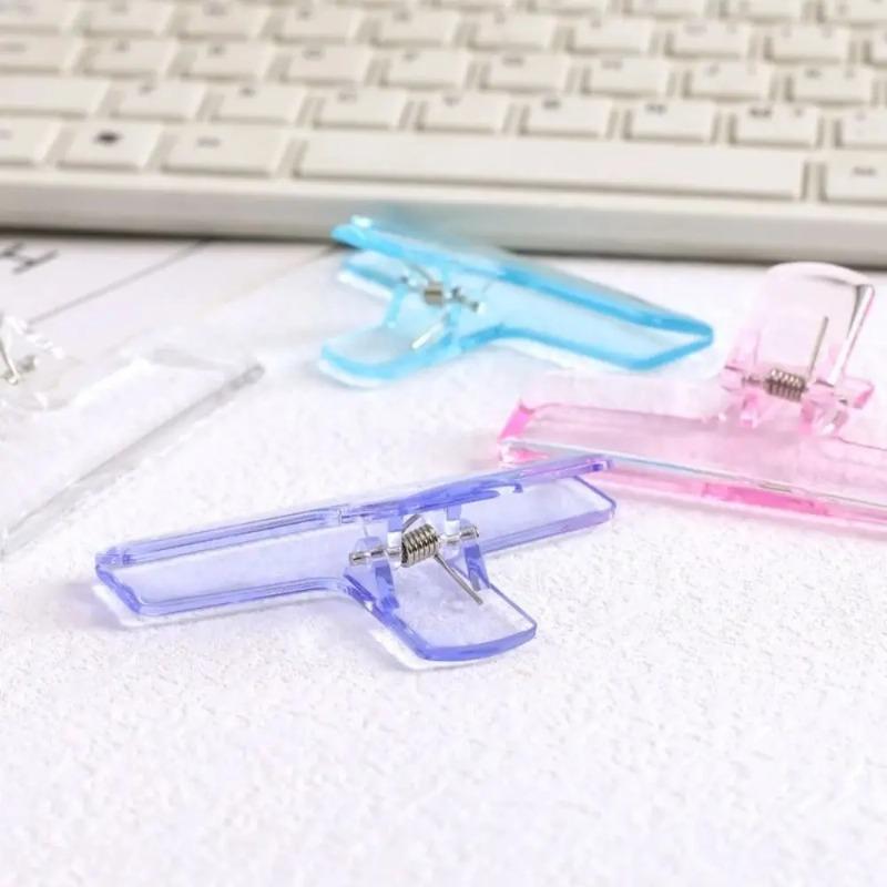 1Pcs Ins Transparent Binder Clips Kawaii Paperclips File Documents Tickets Clips Bookmarks Index Page Holder Office Binding Supplies