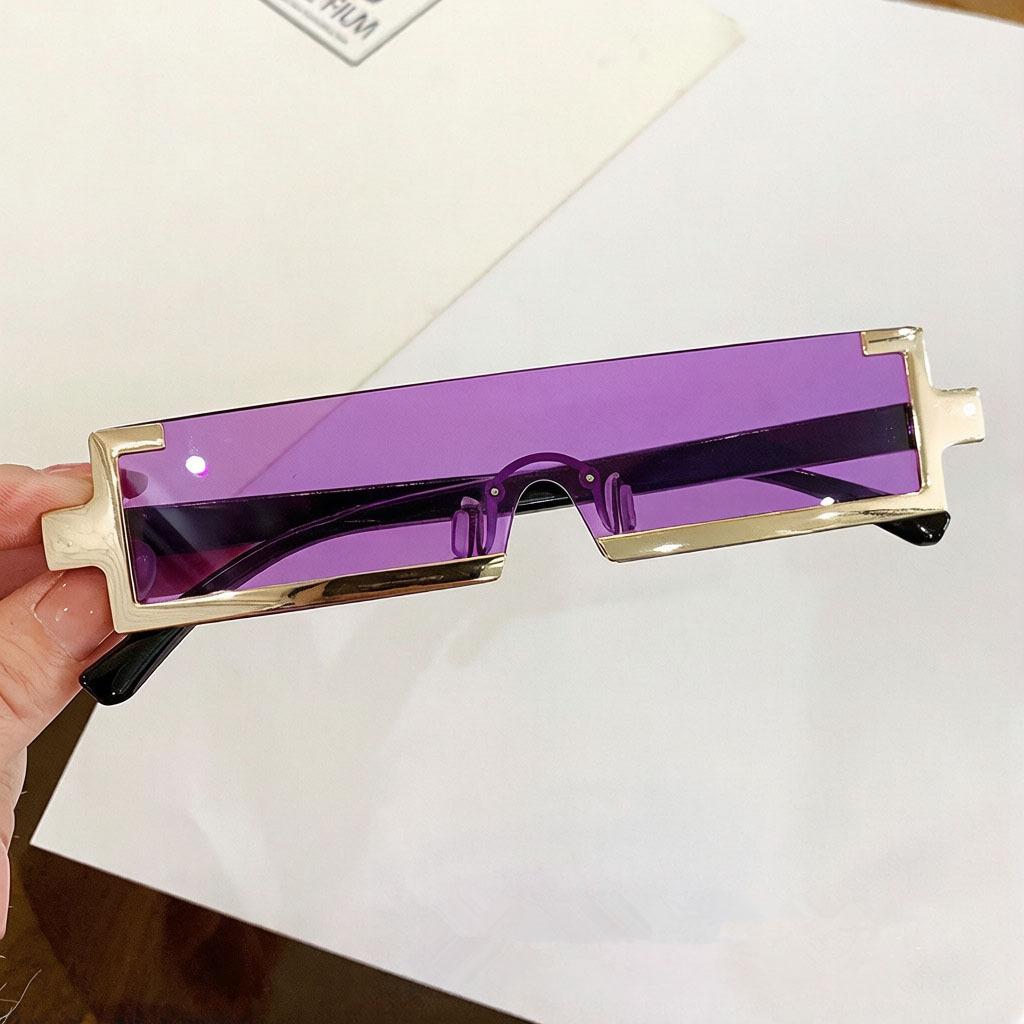 1111 new niche futuristic technology metal two-dimensional rectangular integrated sunglasses exaggerated