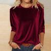 Top alla moda in velluto a maniche lunghe da donna, tinta unita, pullover, maglietta, oro