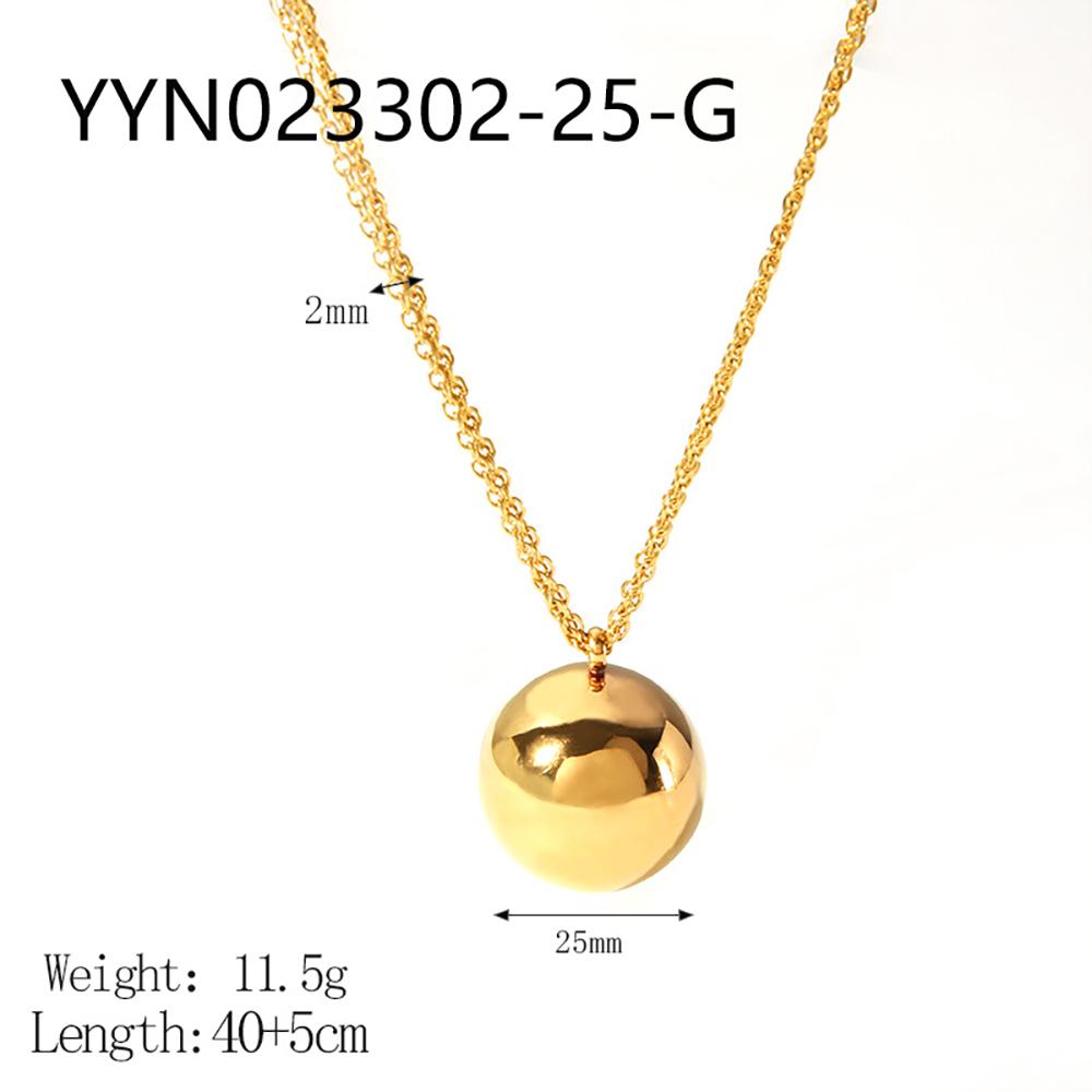 Trendy Ball Pendant Necklace 18K Gold Color Stainless Steel Beach Fashion Waterproof Jewelry 2024 Bijoux