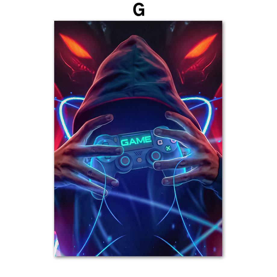 Colorful Video Game Gamer Wall Art Canvas Painting Nordic Posters And Prints Fashion Pictures For Teen Boy Bedroom Decor