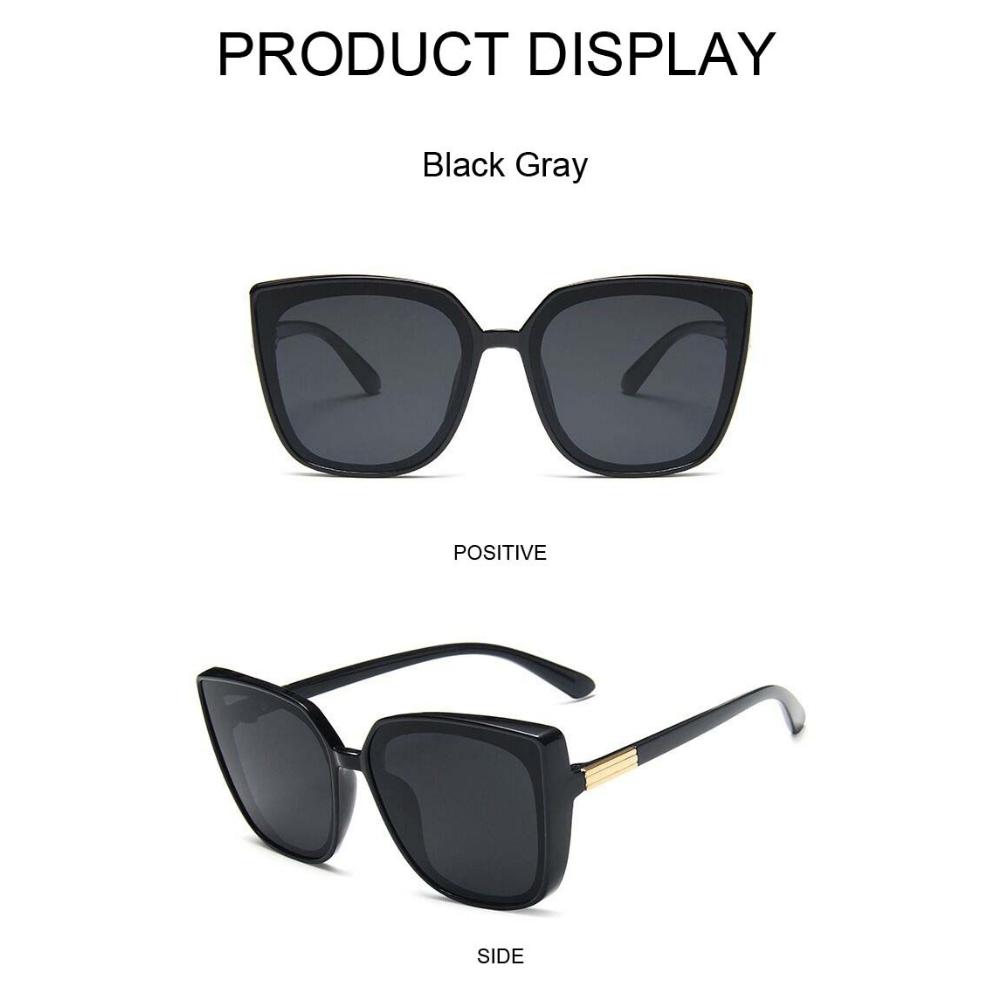Brand Designer Cat Eye Sunglasses Woman Vintage Black Mirror Sun Glasses For Fashion Big Frame Cool Sexy Female Oculos