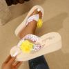 Women's Flower Pattern Fashion Flip Flops Non-slip Lightweight Beach Platform Slippers Women's Footwear Breathable Open Toe