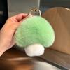[Cute Little Mushroom] Real Rex Rabbit Hair Car Keychain Pendant Ins Internet Celebrity Hair Pom-pom Book Bag Pendant
