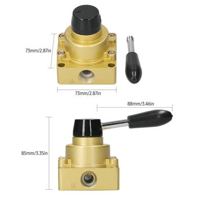 Valvola a leva manuale rotativa pneumatica da 1 2 pollice, 4 vie, 3 posizioni, valvola manuale ad aria, controllo del flusso d'aria pneumatico