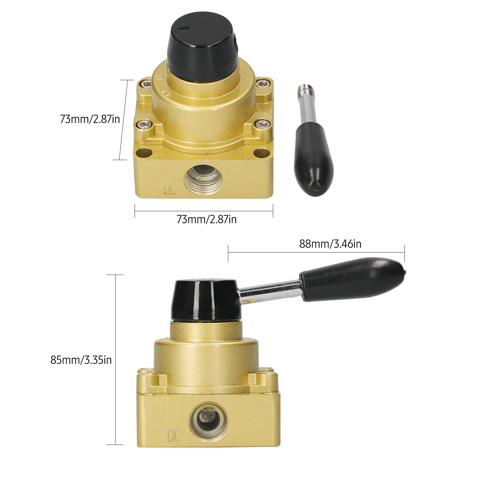 1 2 inch Pneumatic Rotary Lever Hand Valve 4 Way 3 Position Air Hand Valve Pneumatic Air Flow Control oro