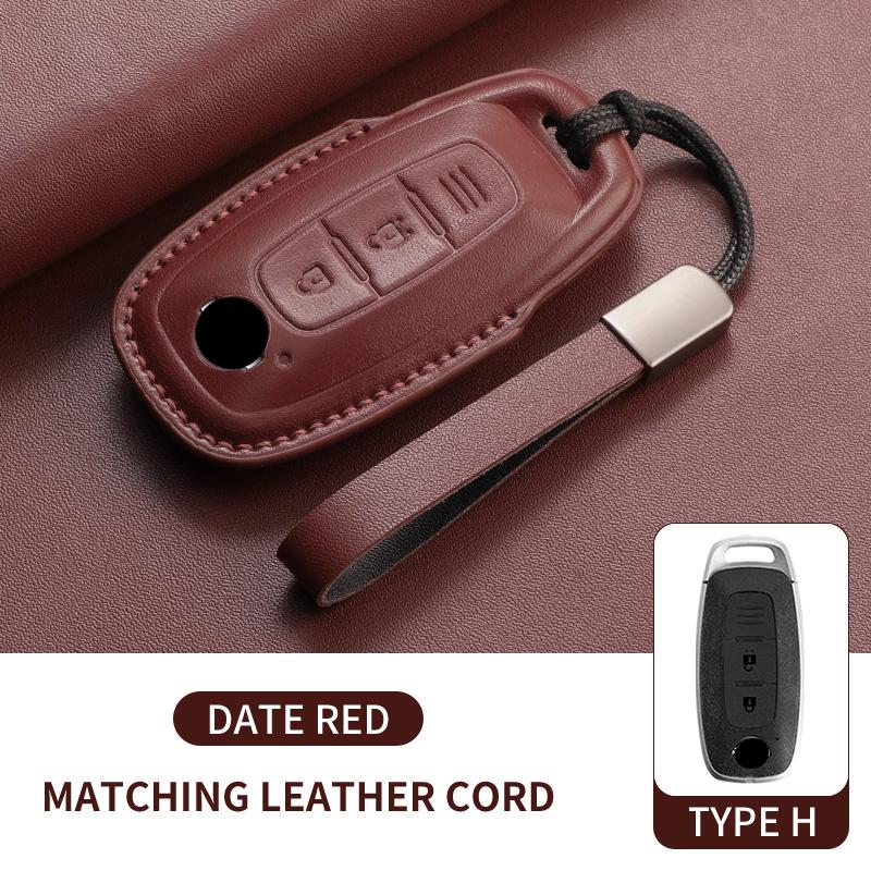 Genuine Leather Auto Key Fob Cover Case Housing Fit For Nissan Teana Qashqai X-Trail Kicks Tiida Auto Smart Key Fob Housing Long-lasting Protective