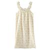Crepe cotton seersucker women's summer suspender nightdress long dress sexy loungewear printed Korean version cute