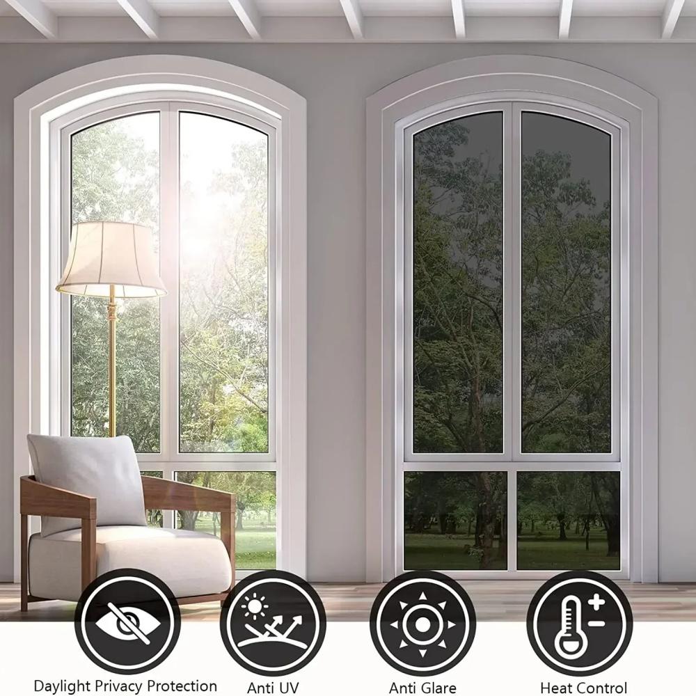1pc Mirror Effect One Way Vision Window Film Privacy Protection Anti-UV Rejection Solar Protection Window Tint Building Sticker